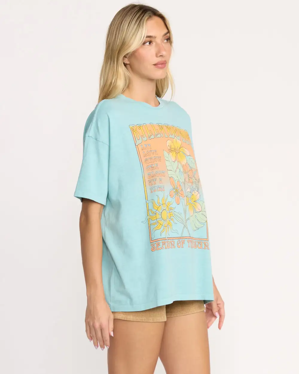 Daylight Blooms Tee - Misty Blue