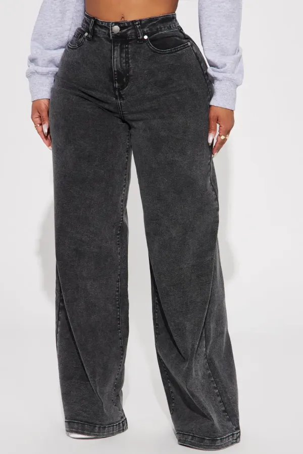 Coming Back For More Wide Leg Jeans - Black Wash