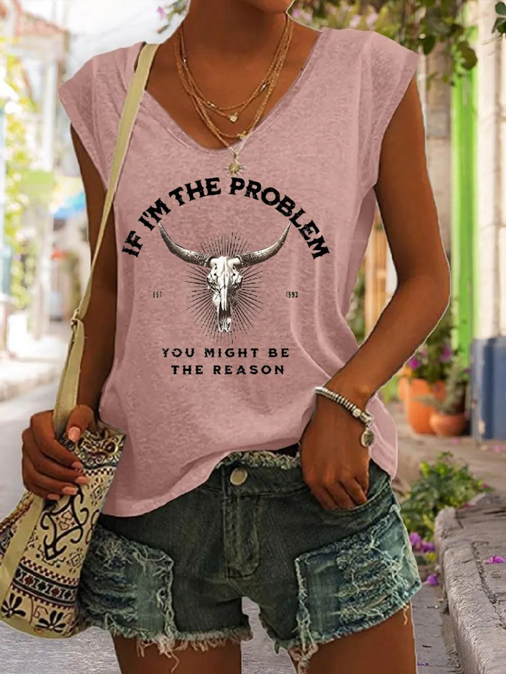 Women's   If I'm The Problem You Might Be The Reason Est1993 Printed T-shirt