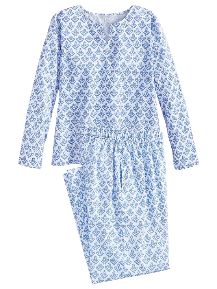 Ella Simone Floral Block-Print Cotton Pajama Set