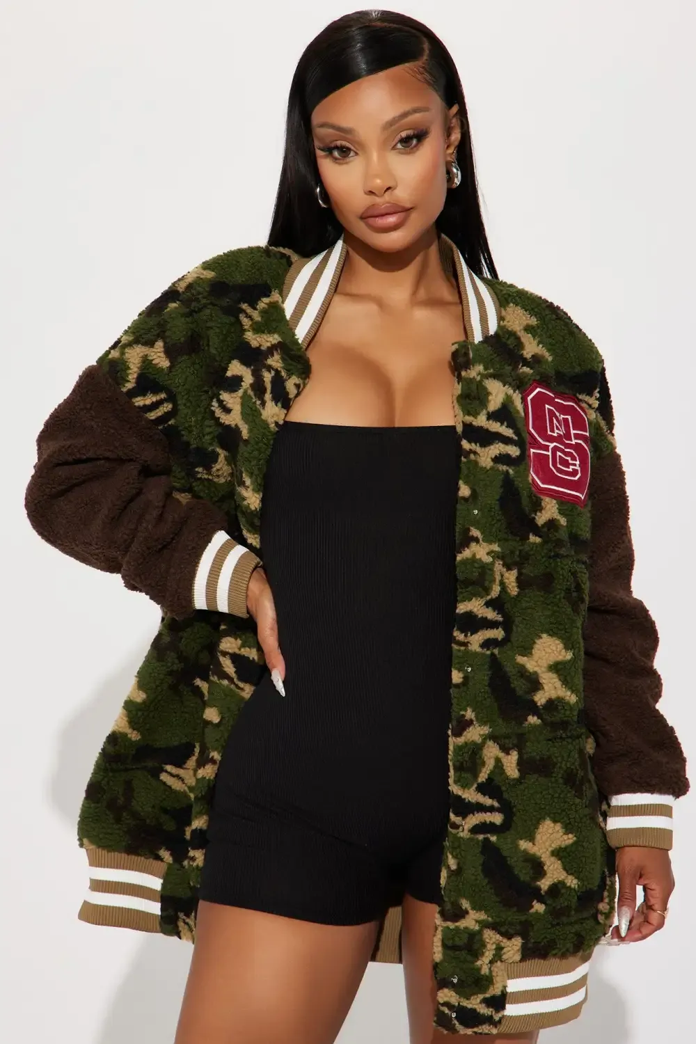 State Of Mind Varsity Bomber Jacket - Olive/combo