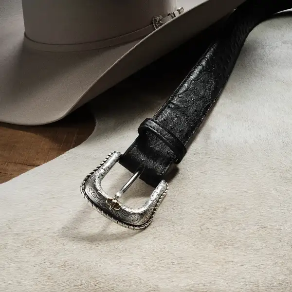Ostrich Western Tab Belt