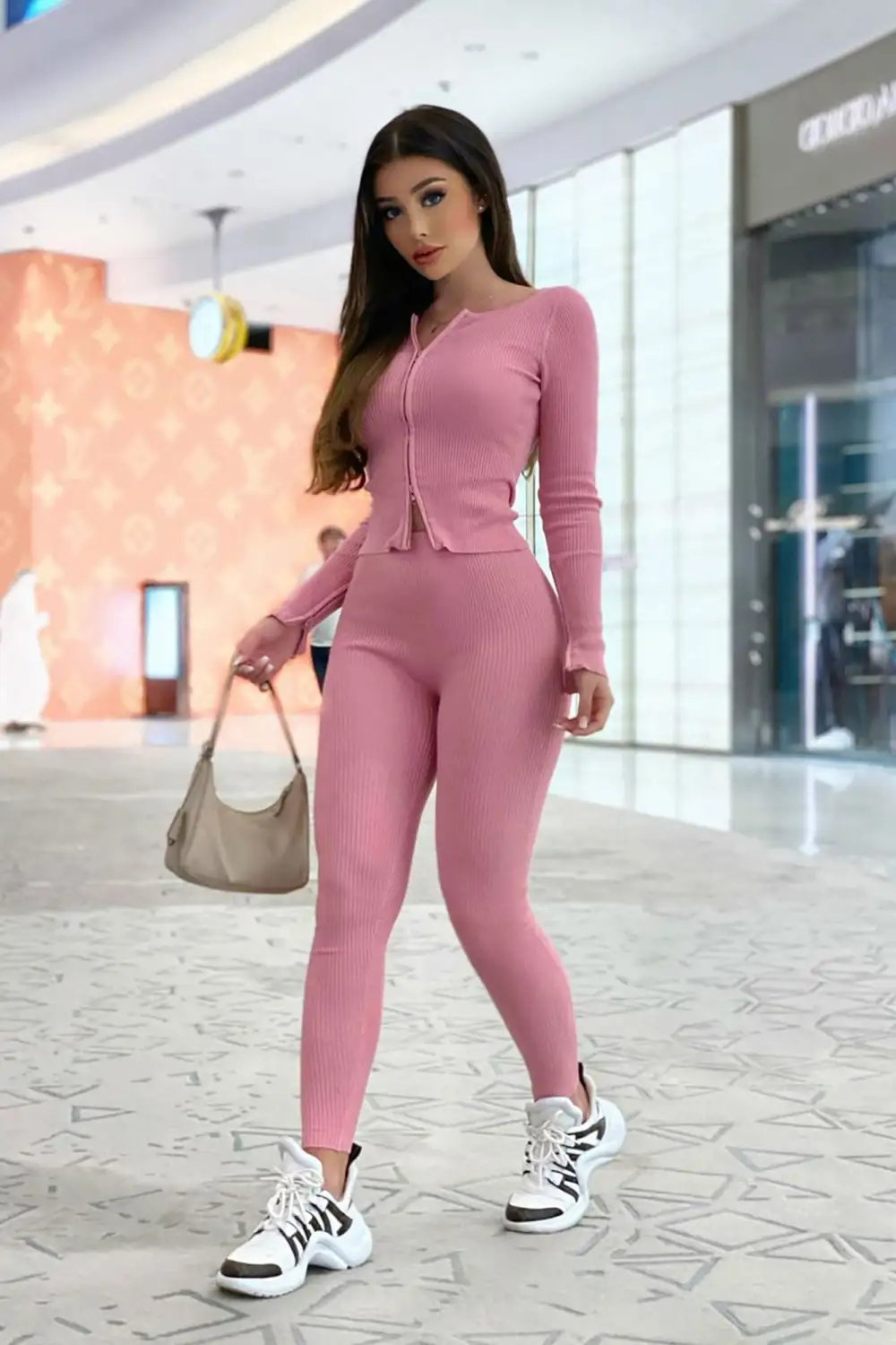 Wrong Way Sweater Pant Set - Pink
