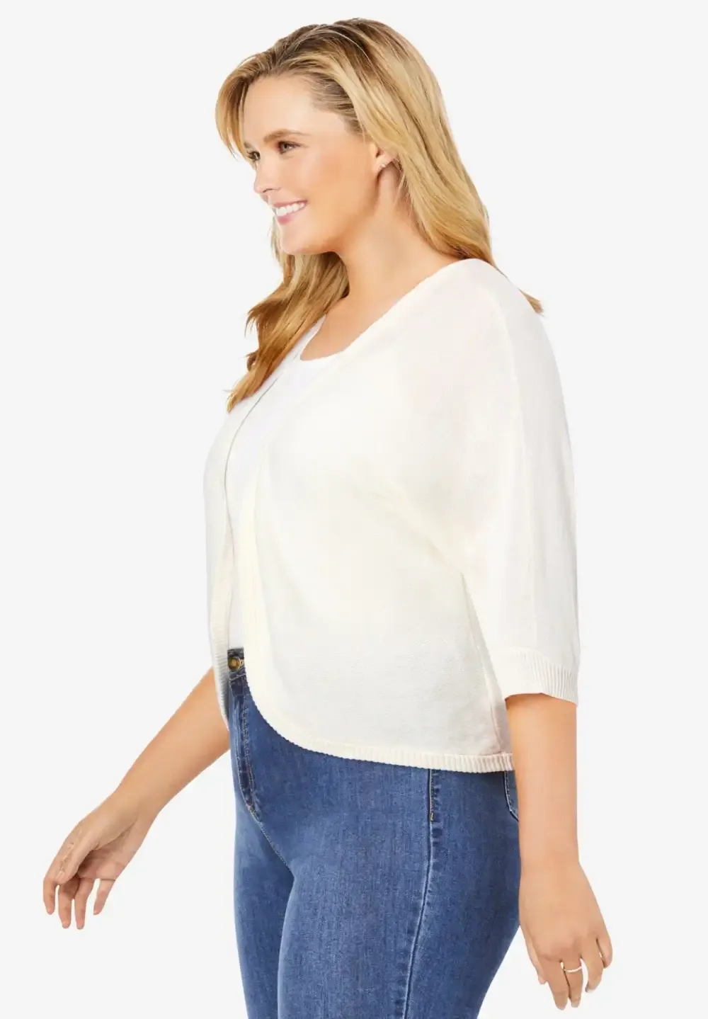 Rib Trim Cardigan Shrug