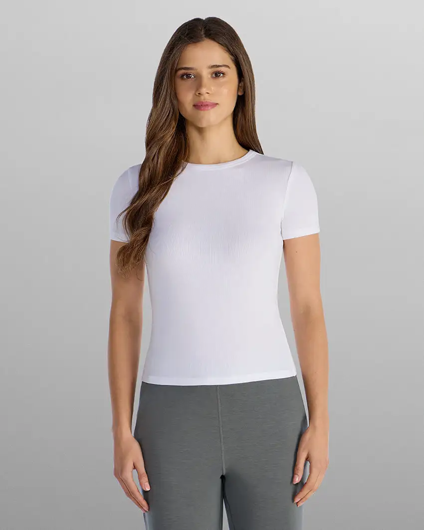 Modal Micro Rib Fitted Short Sleeve