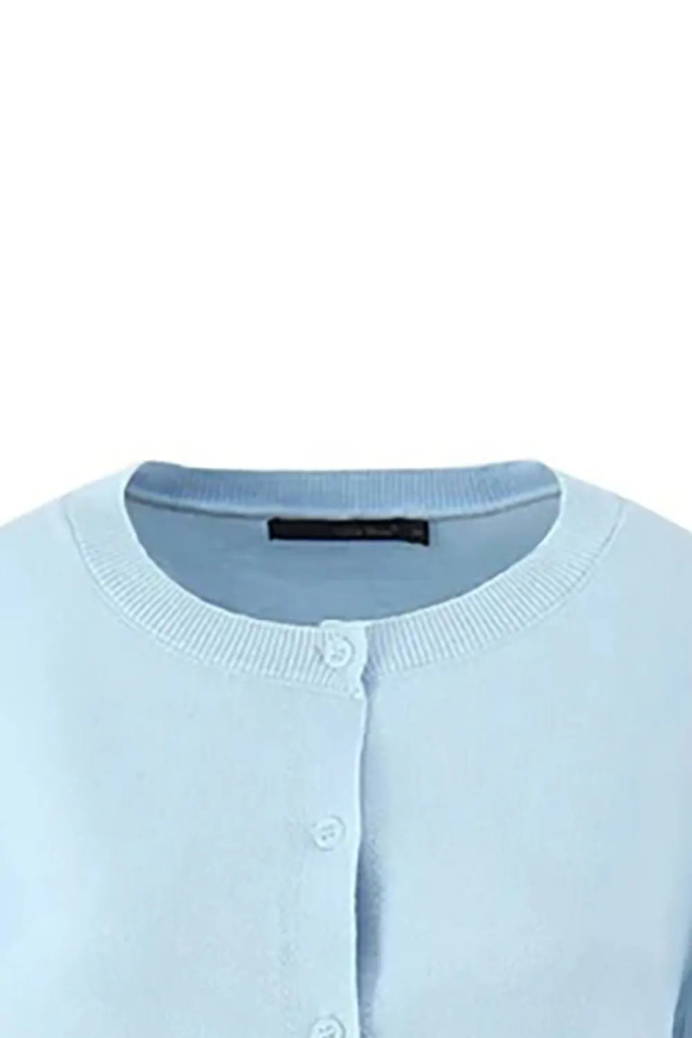 Preppy Crew Neck Drop Shoulder Button Up Ribbed Knit Cropped Cardigan