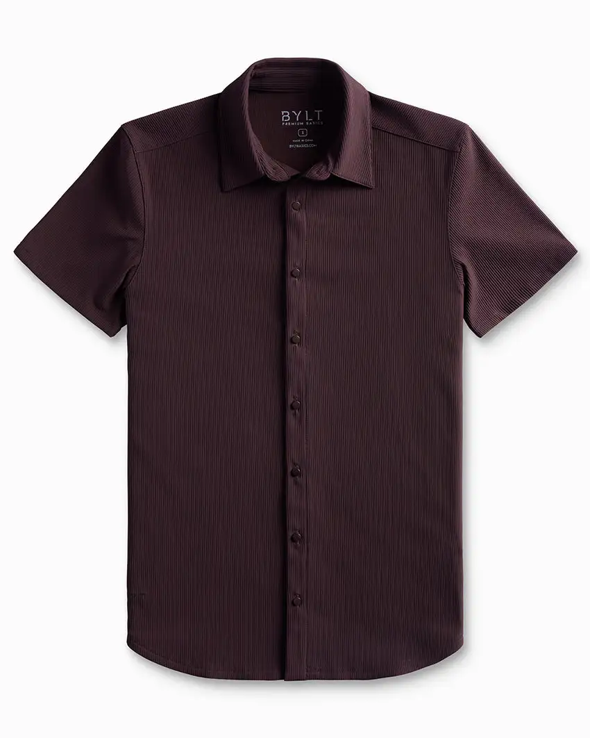Ribbed+ Short Sleeve Button Down