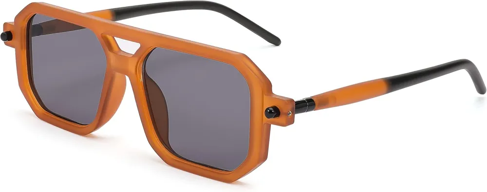 FEISEDY Vintage Square 70s Flat Aviator Sunglasses Women Men Classic Retro Stylish Frame UV400 Sunglasses B2622