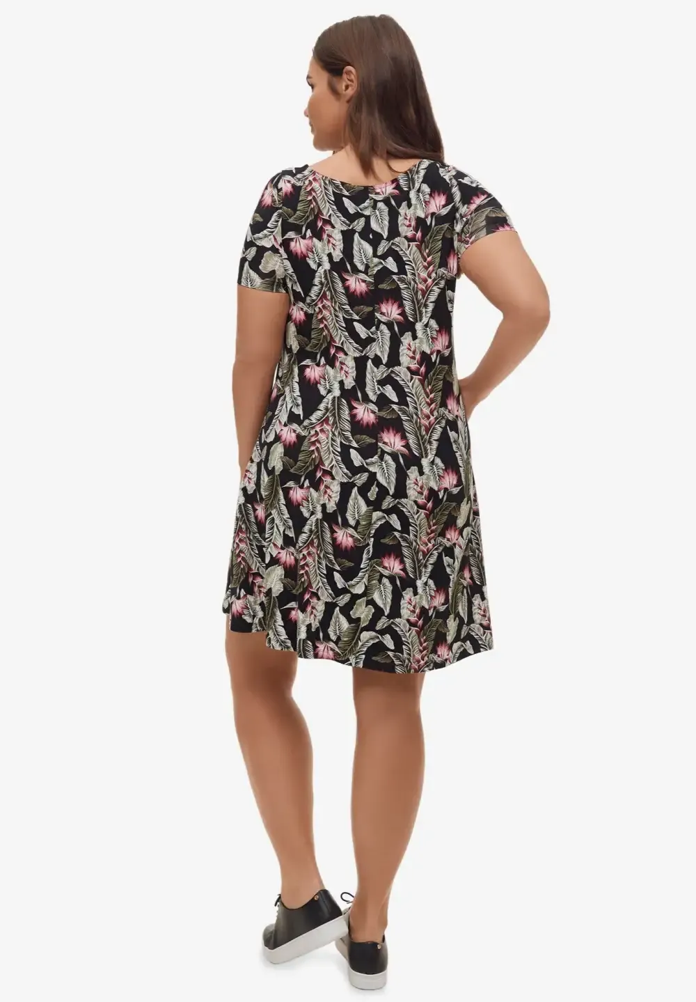 Short Sleeve A-Line Knit Dress