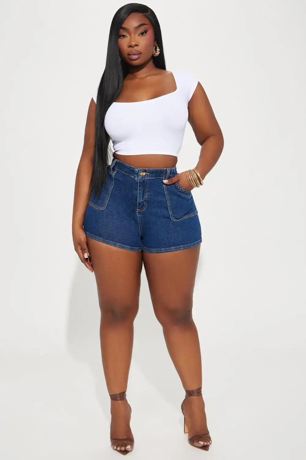 Shoot Your Shot Stretch Denim Shorts - Dark Wash