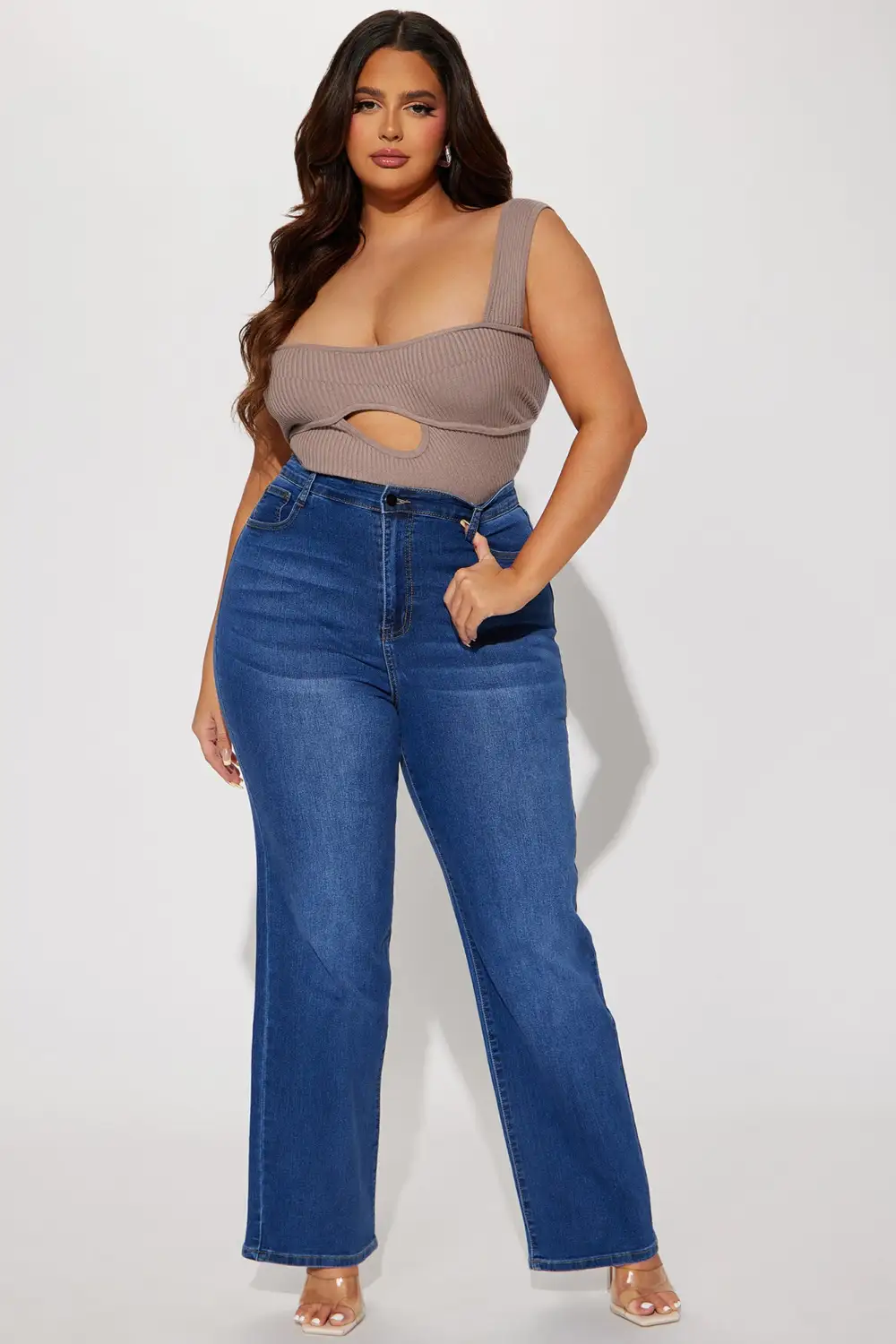 Simply Basic Stretch Straight Jeans - Medium Wash