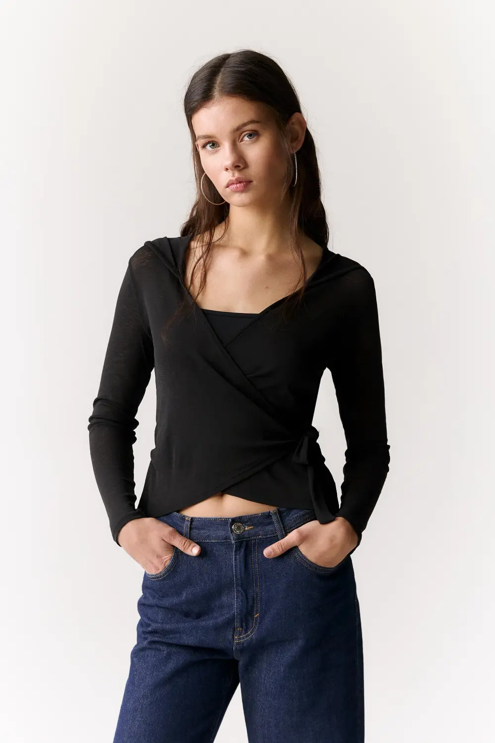 Hooded crossover top