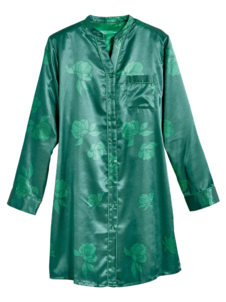 Women's Brushed-Back-Satin Orchid Nightshirt