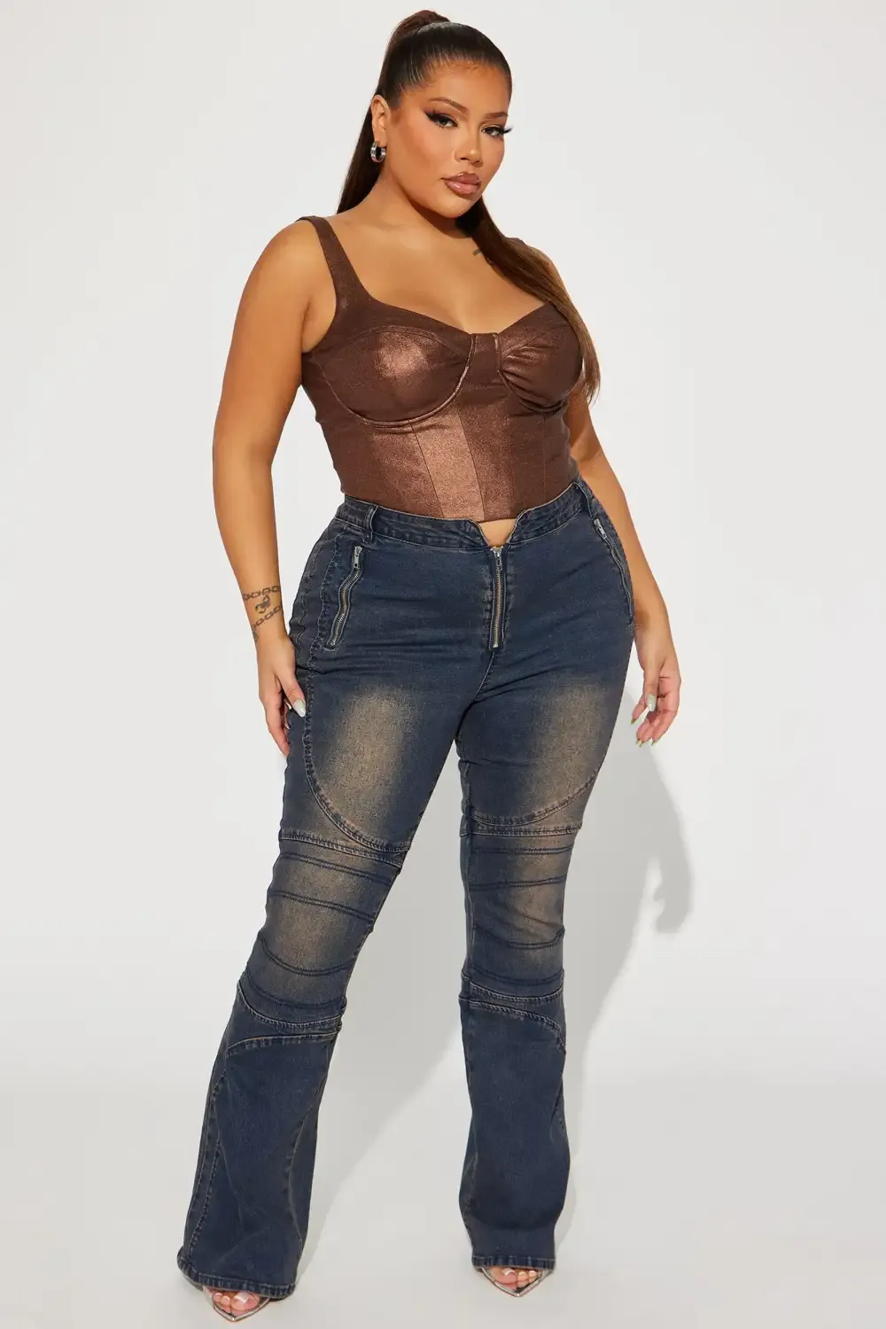 Down To Ride Stretch Moto Flare Jean - Dark Wash