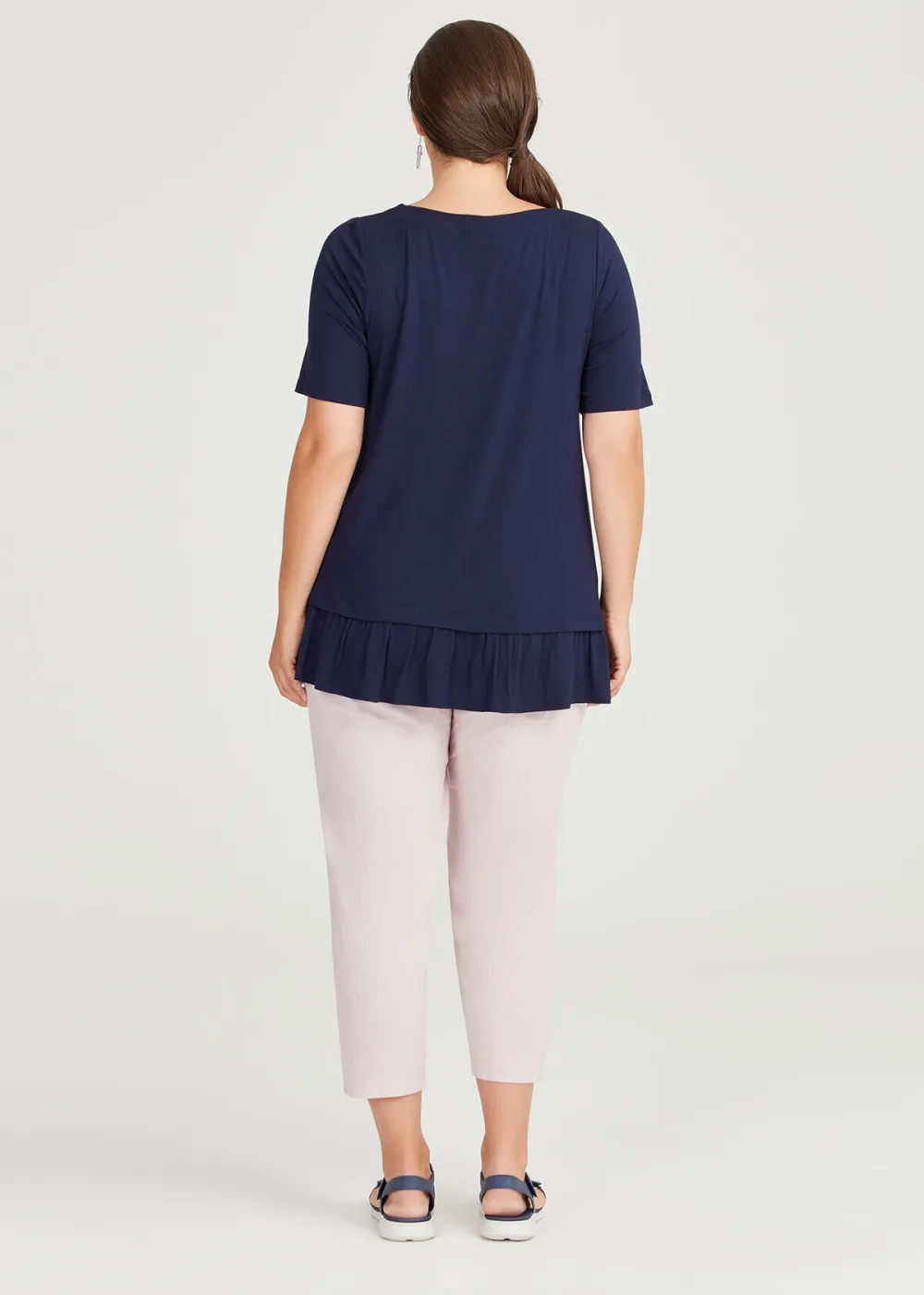 Natural Lena Frill Hem Top