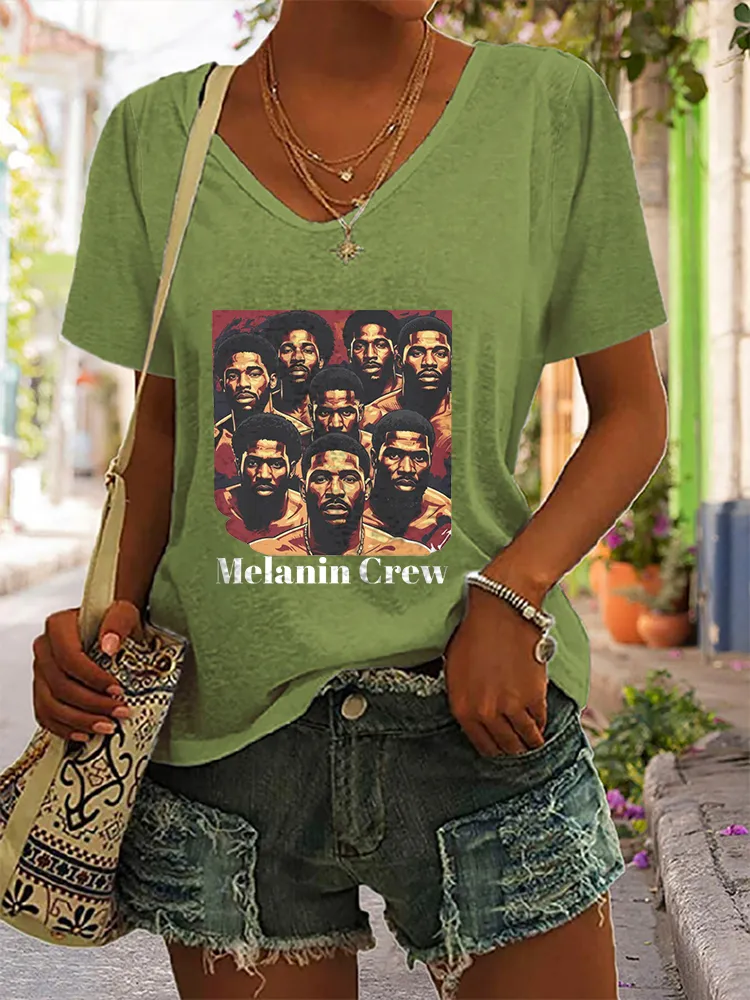 Women'S Melanin Crew V-Neck Short-Sleeved T-Shirt