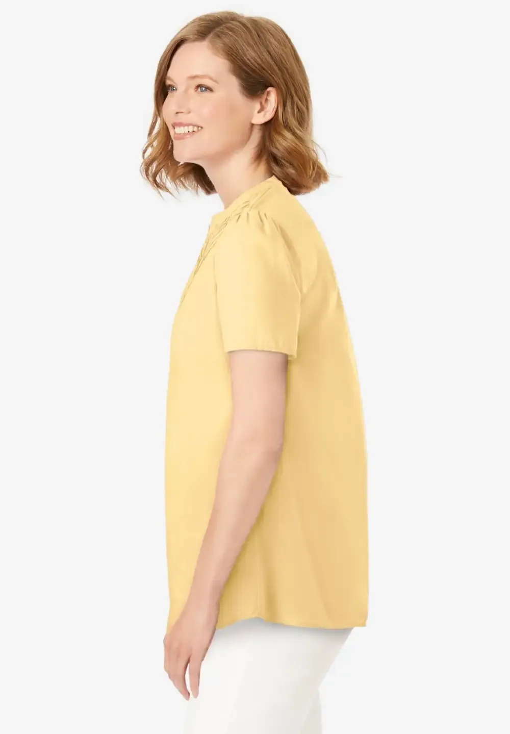Pintucked Half-Button Tunic