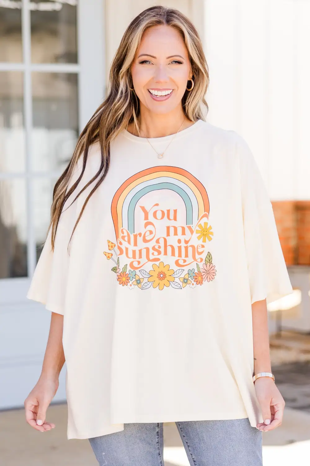 Sunshine All Around Boyfriend Tee, Ivory