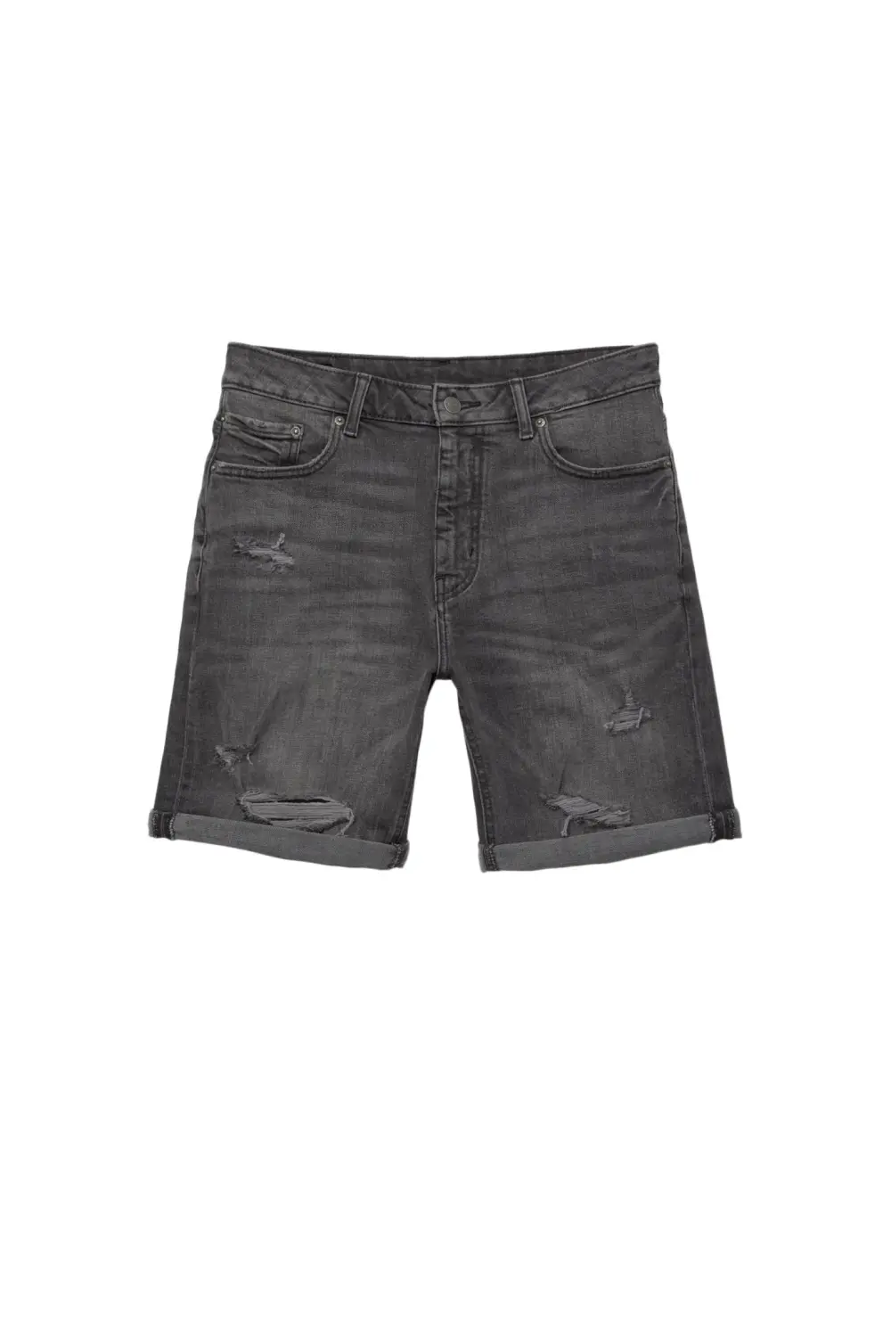 Ripped denim Bermuda shorts