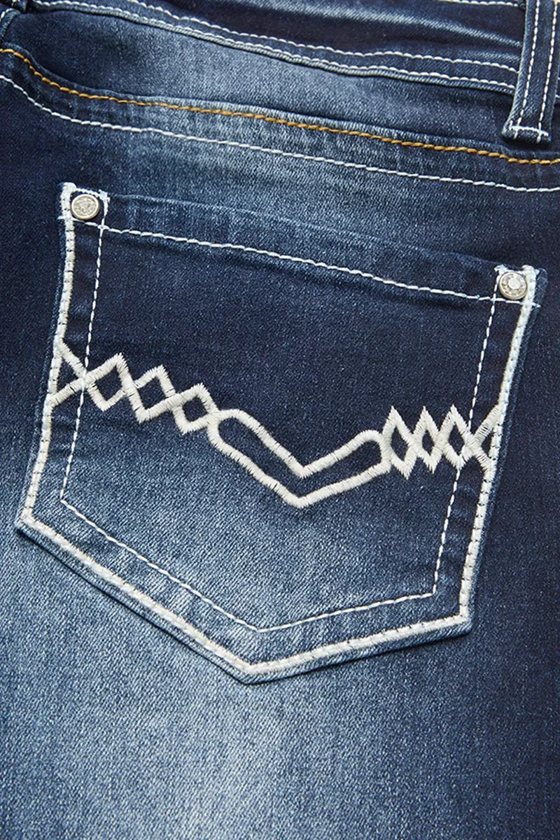 Ripped Stitch Pocket Wash Stretchy Low Waist Capri Jeans