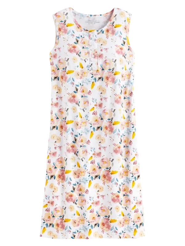 Comfort Knit Print Cotton Tank Nightgown