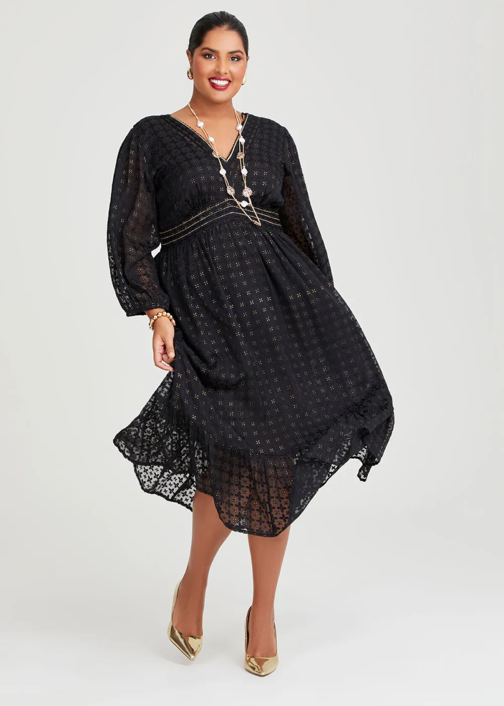 Catelyn Gold Jacquard Maxi Dress