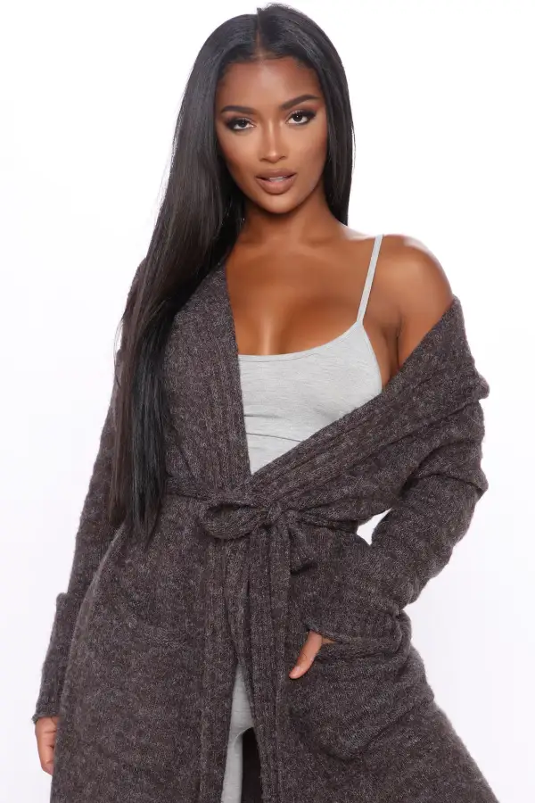 Foggy Morning Hooded Cardigan - Charcoal