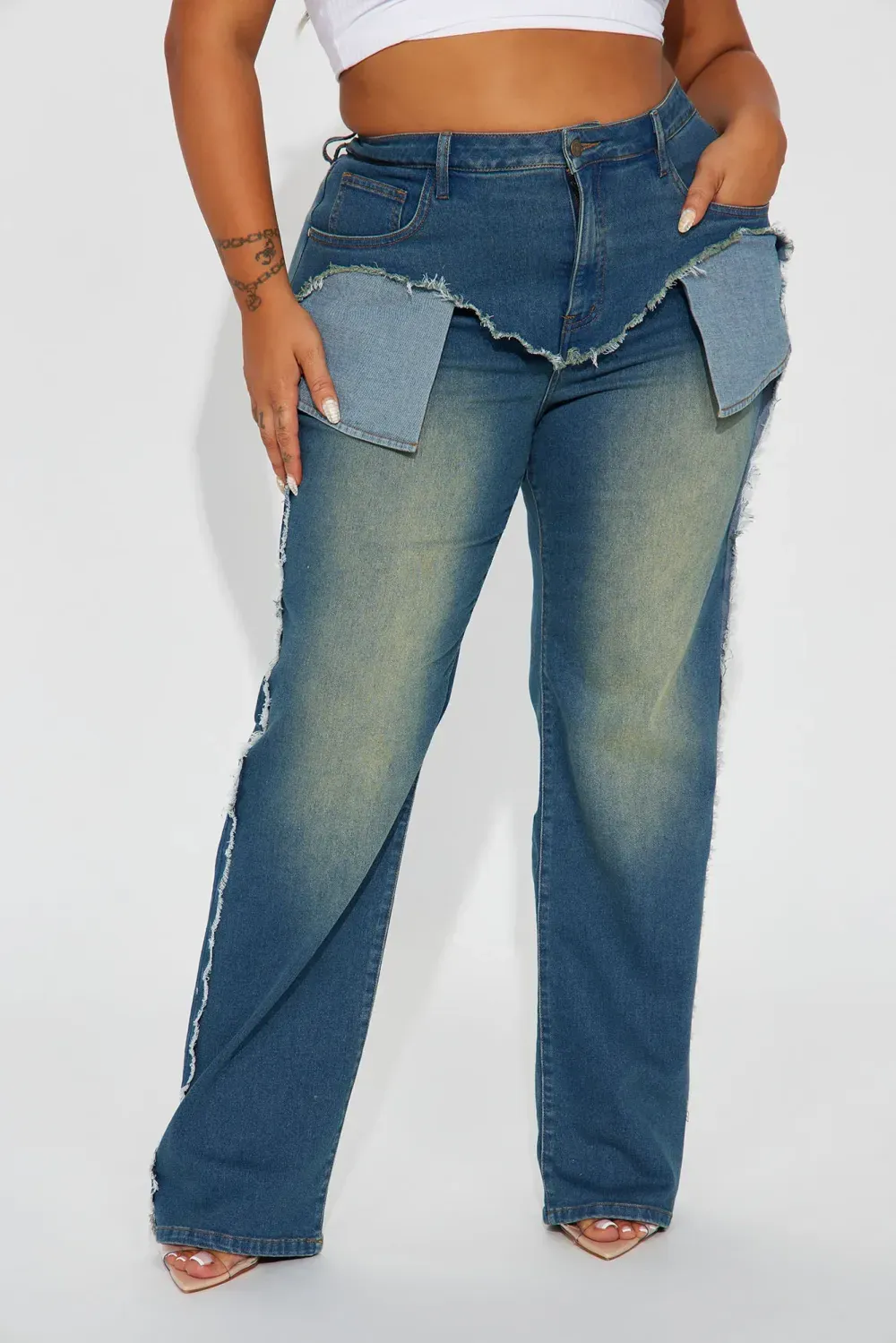 Conflict Of Interest Stretch Straight Leg Jeans - Medium Wash