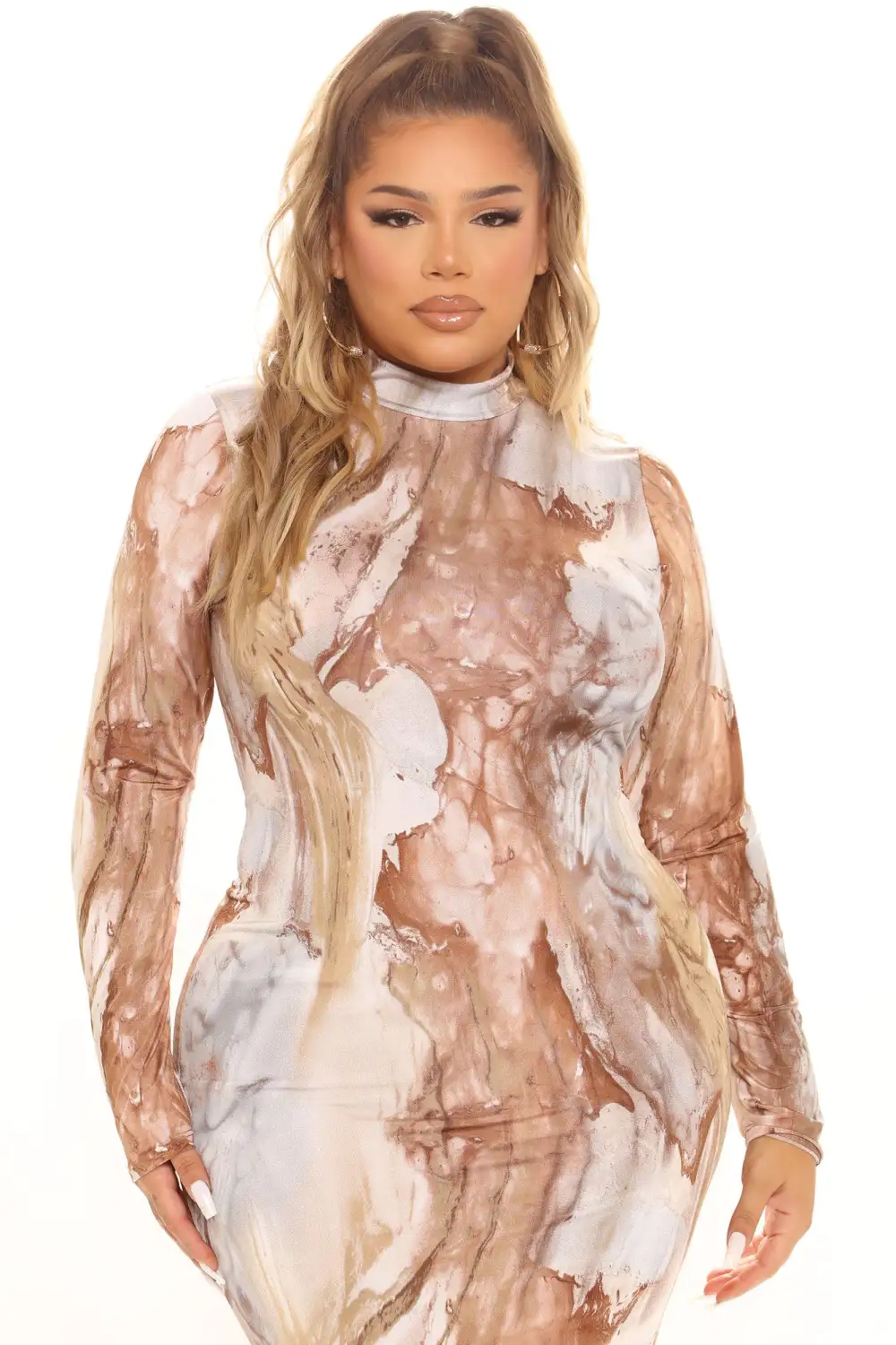 Greatest Obsession Midi Dress - Brown/combo