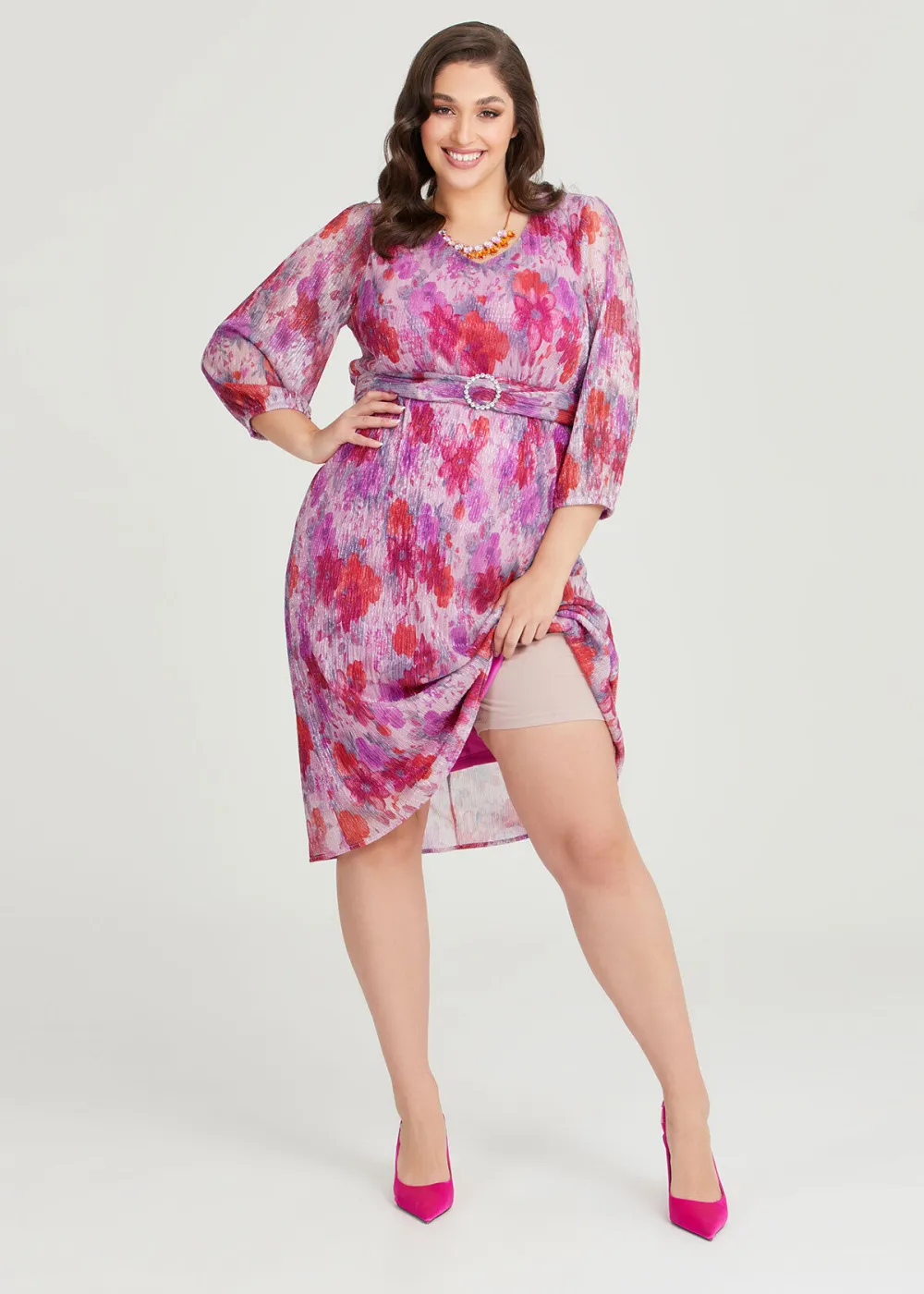 Blossom Shimmer Midi Dress