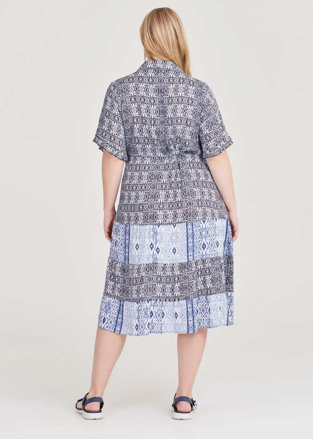 Ikat Lurex Tier Natural Dress
