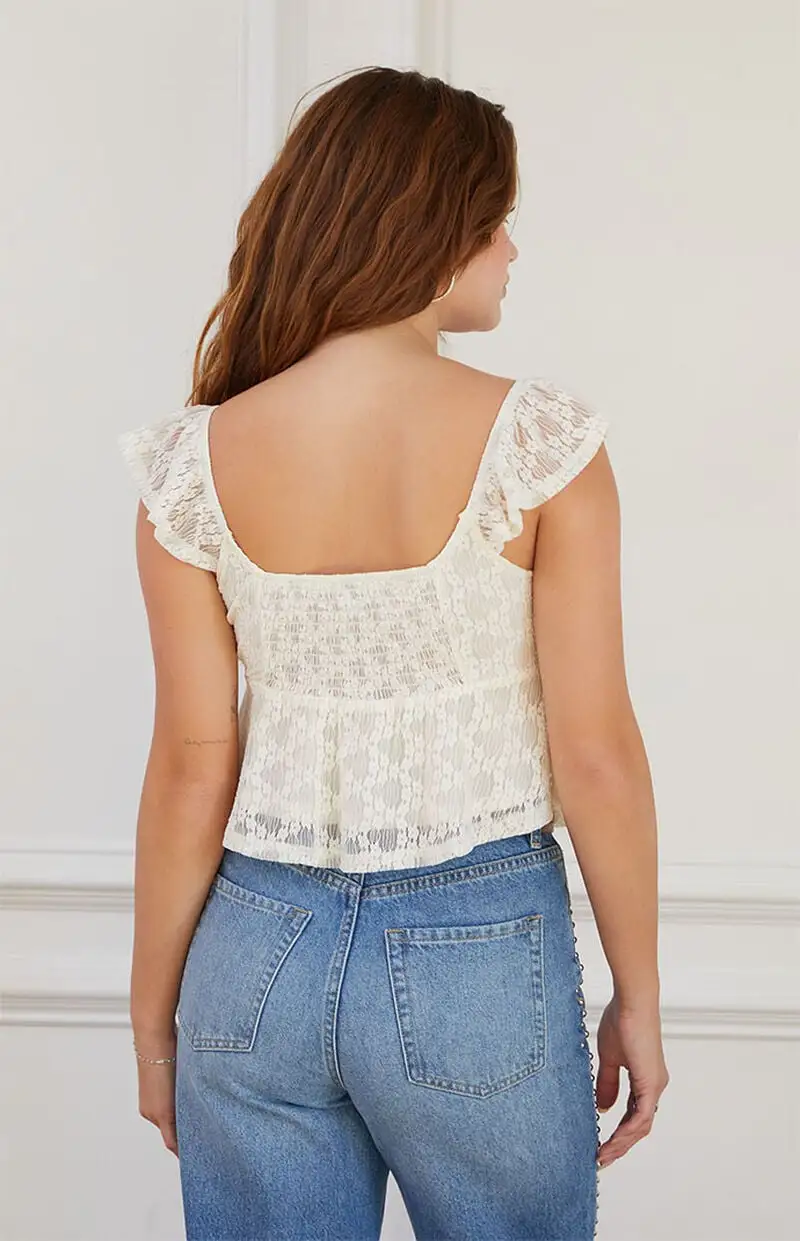 LA Hearts Keyhole Lace Babydoll Top