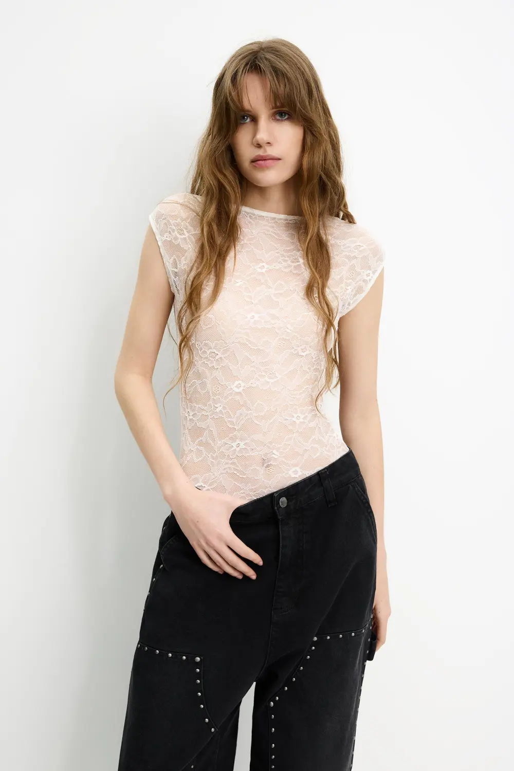 Short sleeve lace bodysuit