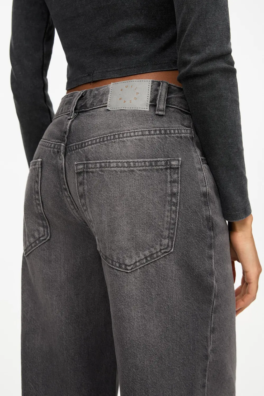 Jeans wide leg tiro alto