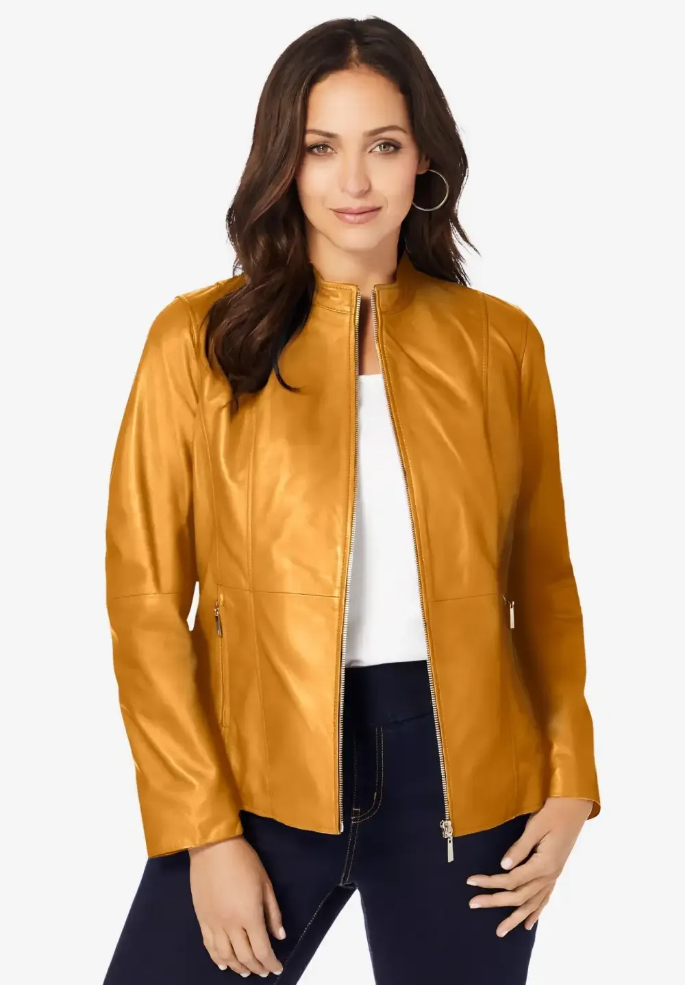 Zip Front Leather Jacket