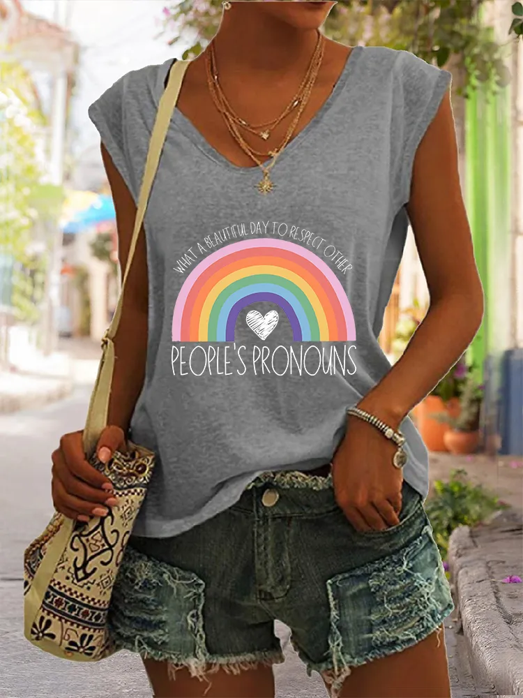 Women's Gay Day What A Beautiful Day To Respect Other People'S Pronouns V-neck Vest