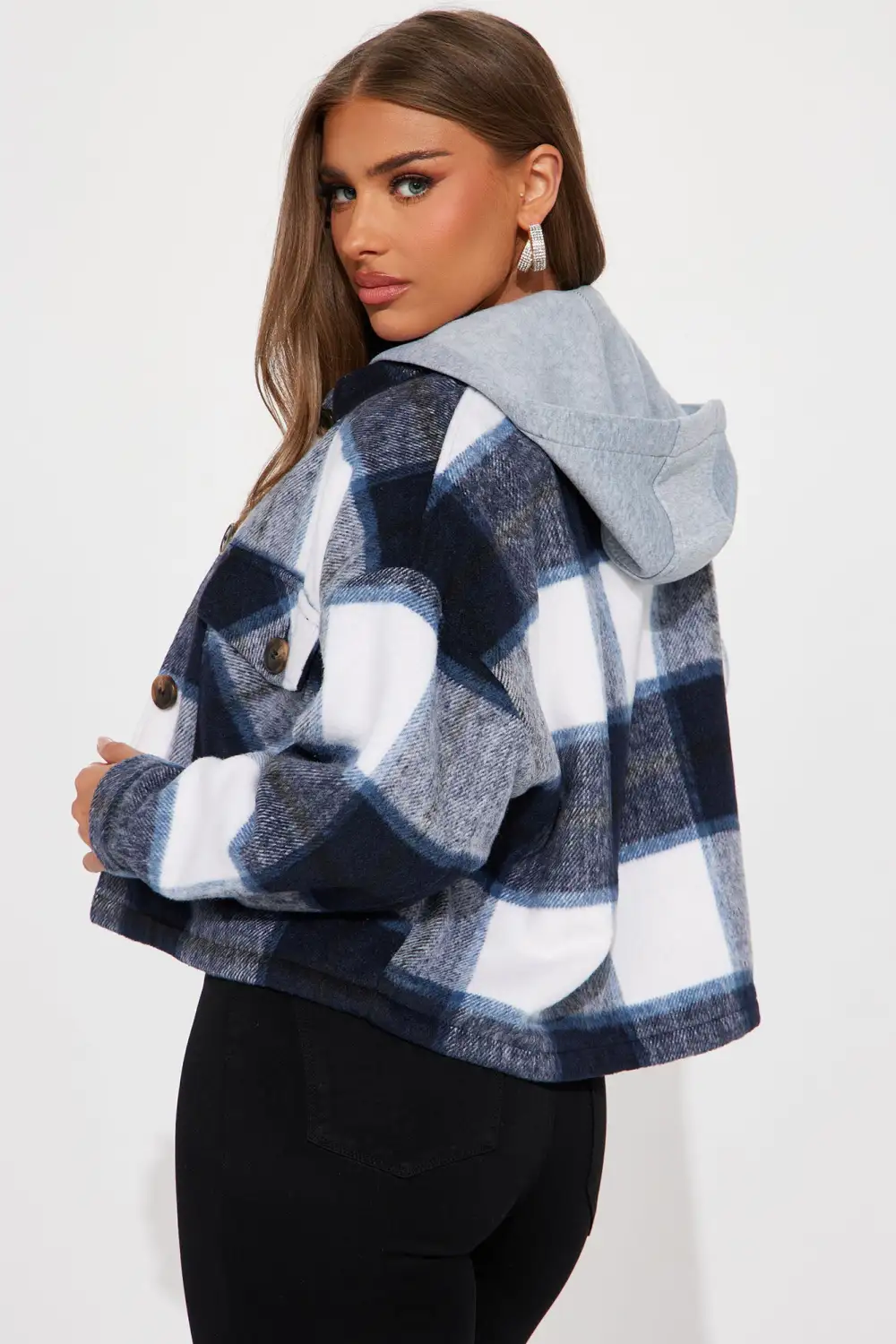 Keep Checking Plaid Shacket - Navy/combo