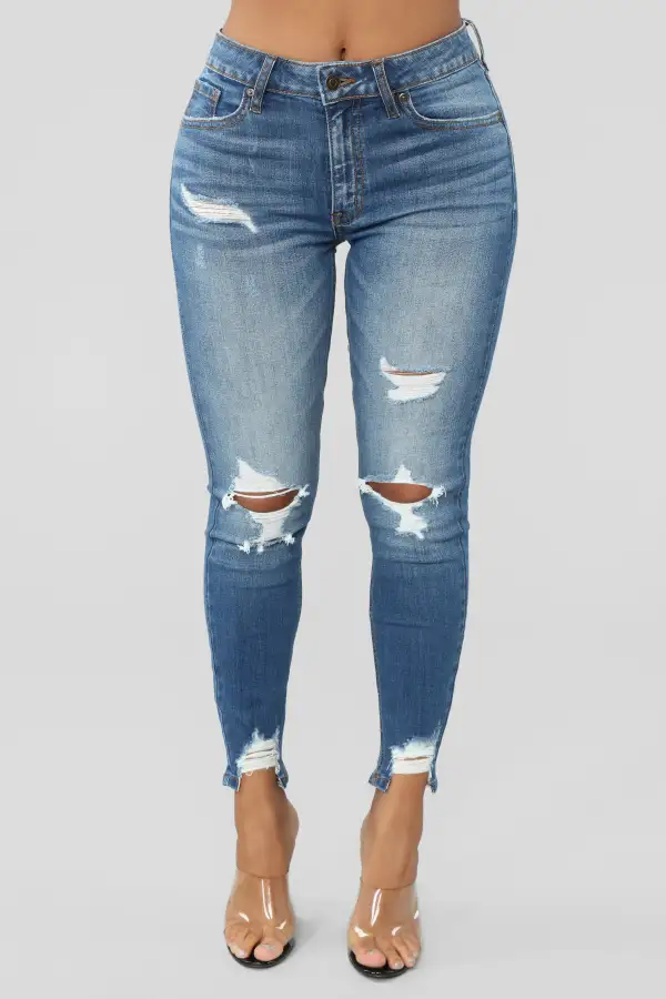 Low Stretch Skinny Jeans - Medium Blue Wash