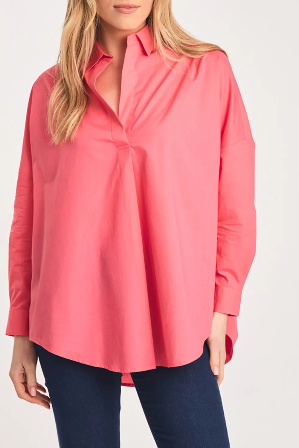 Cotton Loose Ladies Solid Color Casual Shirt