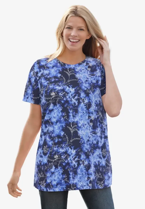 Perfect Printed Short-Sleeve Crewneck Tee