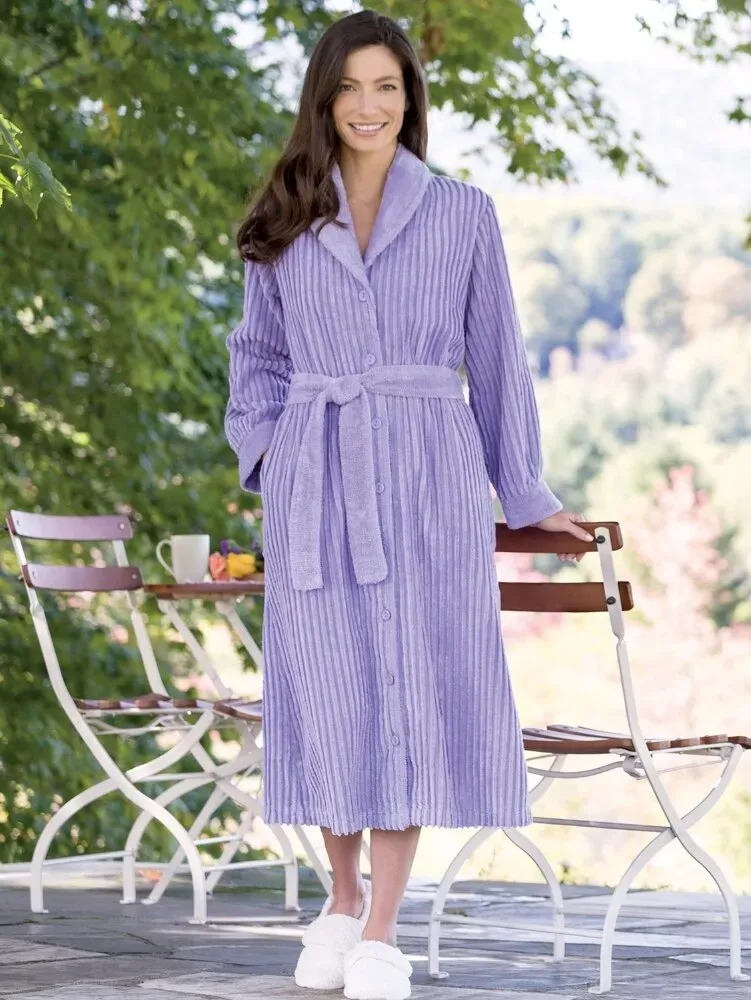 Women's Shawl Collar Chenille Robe