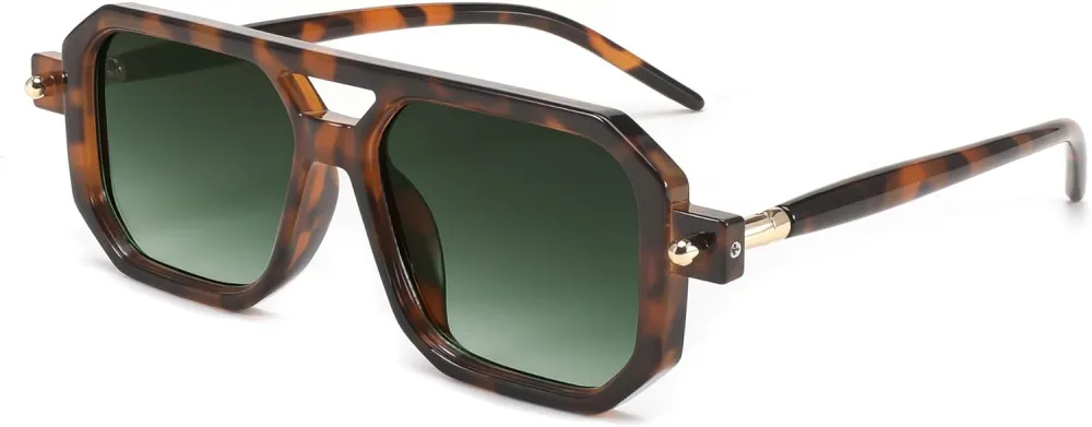 FEISEDY Vintage Square 70s Flat Aviator Sunglasses Women Men Classic Retro Stylish Frame UV400 Sunglasses B2622