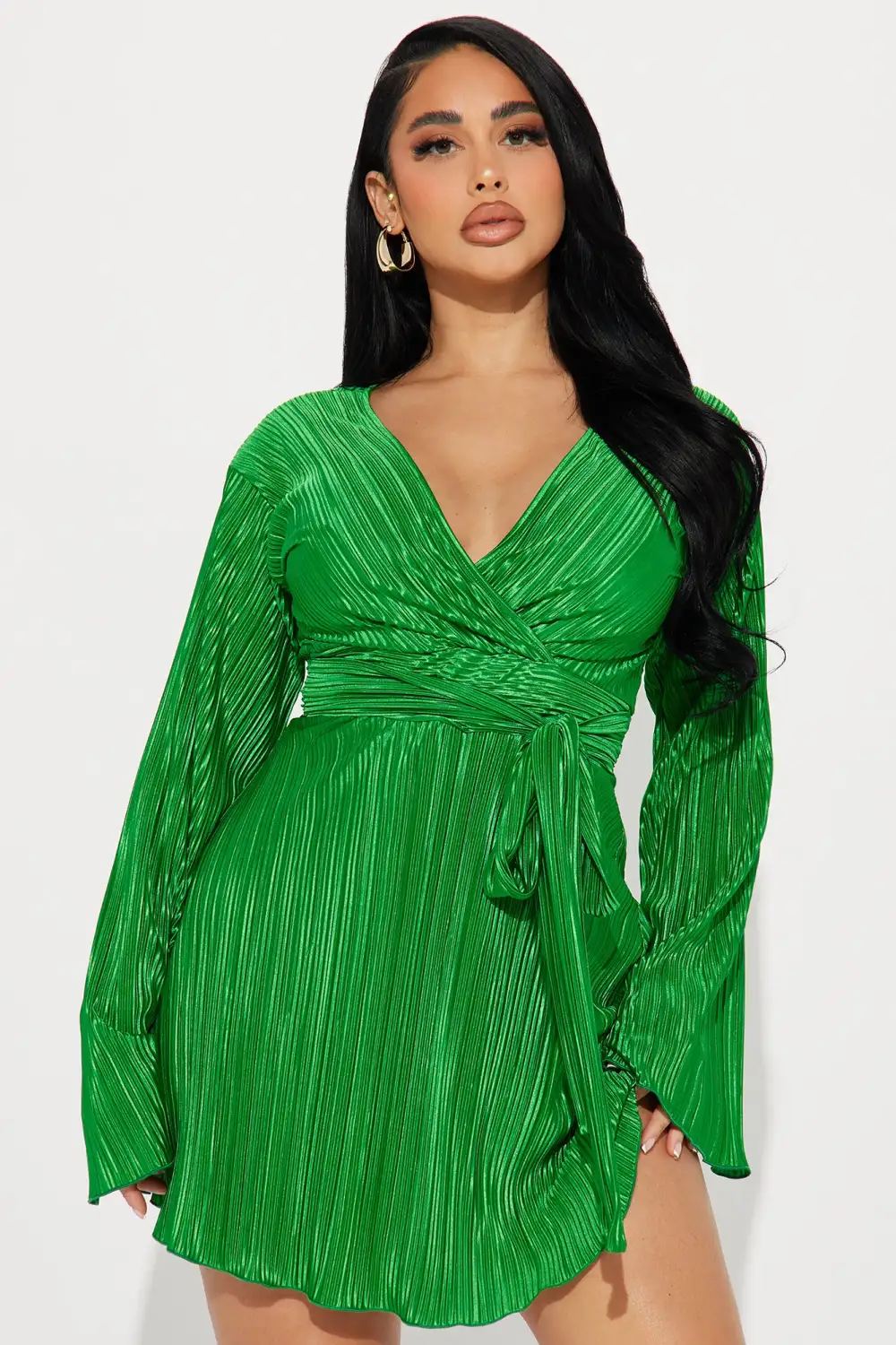 Ciara Plisse Mini Dress - Green