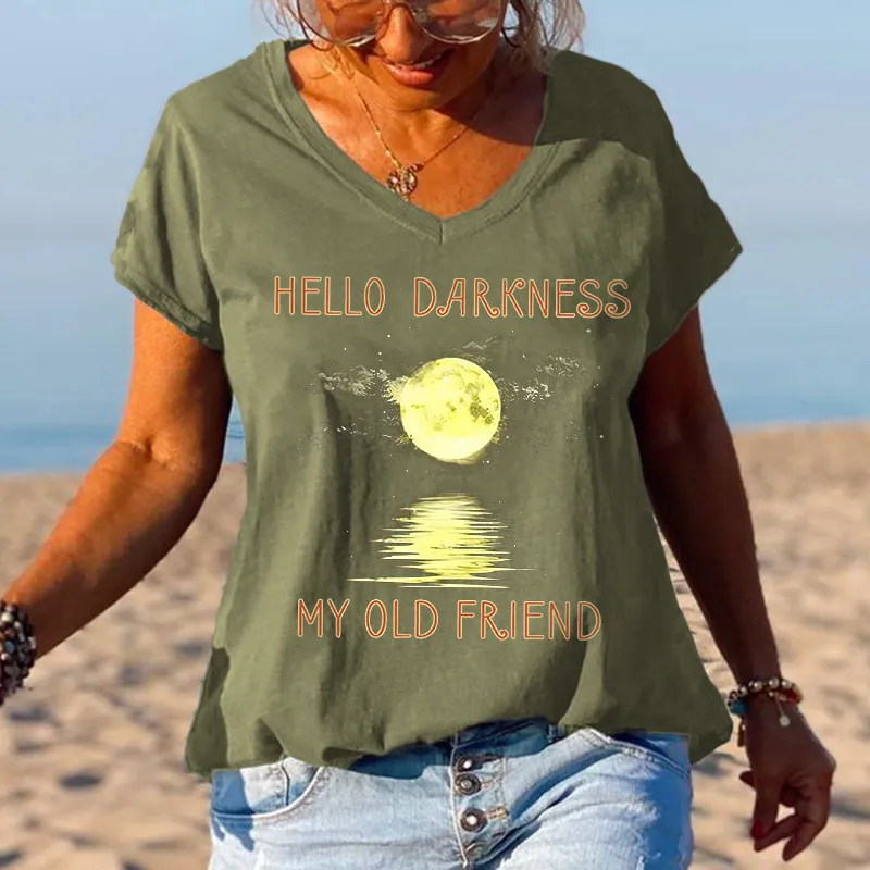 Hello Darkness My Old Friend Moonlight Printed Graphic Tees