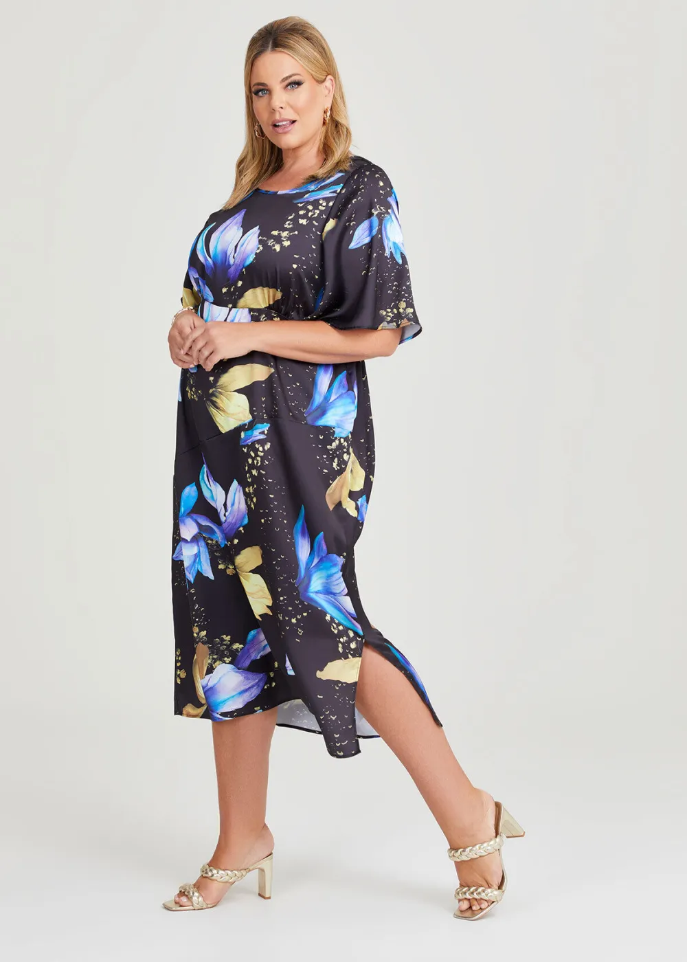 Midnight Bloom Satin Dress
