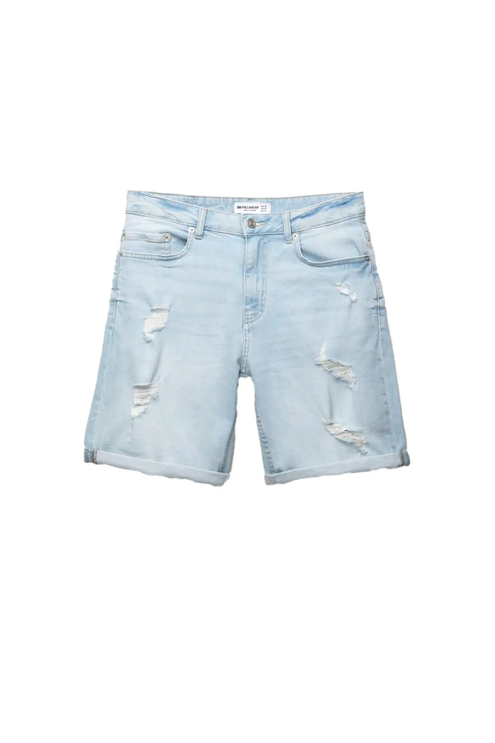 Ripped denim Bermuda shorts