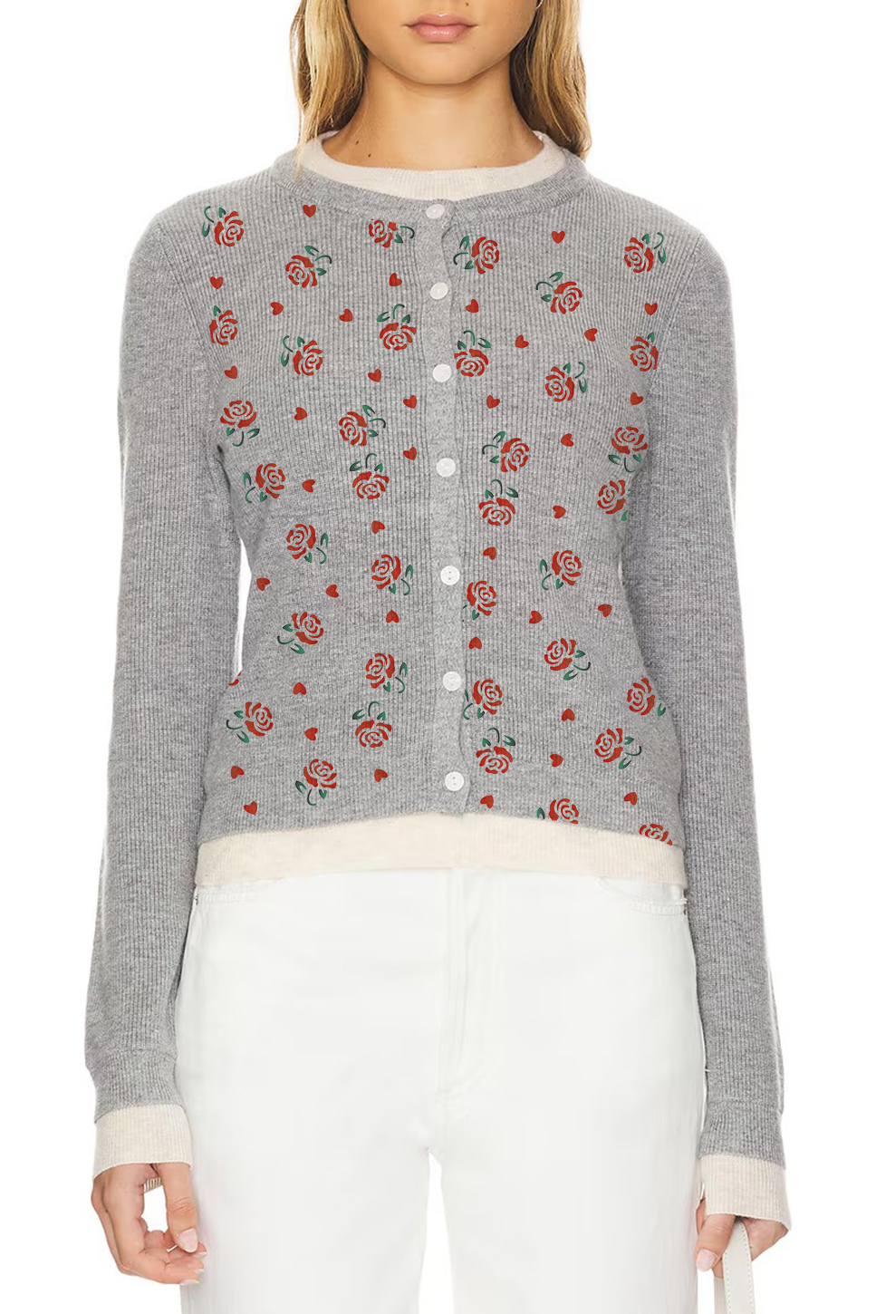 Floral Embroidered Button Front Cardigan