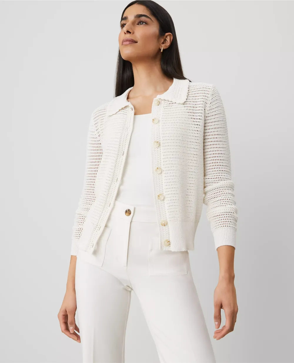 Crochet-Collar Cardigan