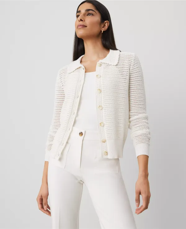 Crochet-Collar Cardigan