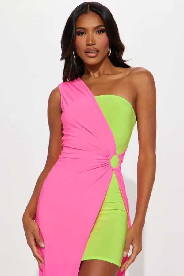 Starlight Lucy Midi Dress - Hot Pink/combo